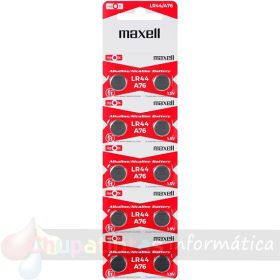 Maxell Pack de 10 Pilas Alcalinas de Botón LR44 1.5V-1