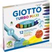 Giotto Turbo Maxi Pack de 12 Rotuladores - Punta Gruesa  5mm - Tinta al Agua - Lavable - Colores Surtidos