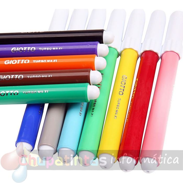 Giotto Turbo Maxi Pack de 12 Rotuladores - Punta Gruesa  5mm - Tinta al Agua - Lavable - Colores Surtidos-4