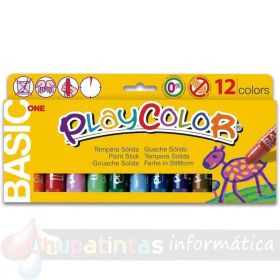 PlayColor Basic One Pack de 12 Temperas Solidas - Especial para Uso Escolar - Colores Surtidos-1