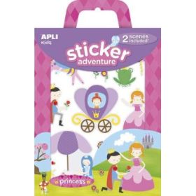 Apli Juego de Pegatinas de Papel Princesas - 2 Escenarios 45x20cm - 39 Gomets Removibles - Formato Reducido con Cajita Asa - Ideal para Niños a Partir de 3 Años - Tematica Princesas