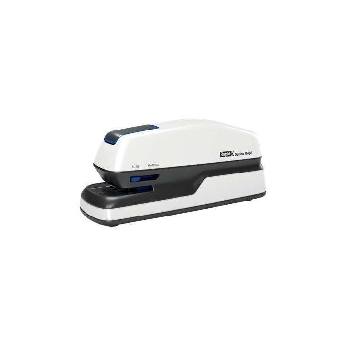 Rapid Optima GripE Grapadora Electrica de Sobremesa + Caja de 1000 Grapas - Hasta 20 Hojas - Utiliza Grapas Optima 56 - Color Gris/Negro