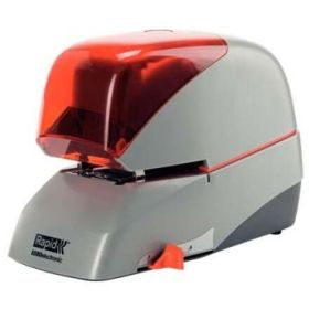 Rapid Supreme 5080e Grapadora Electrica de Sobremesa + Cartucho de 5000 Grapas - Hasta 80 Hojas - Profundidad de Grapado Ajustable hasta 50mm - Color Gris/Naranja