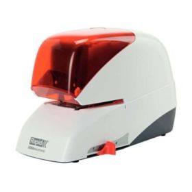 Rapid Grapadora Electrica Supreme R5050E - 50 Hojas - Carga de Cartucho - Duradera - Plata/Naranja