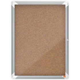 Nobo Vitrina para 4 Hojas A4 con Superficie de Corcho - 532x692x37mm - Puerta de Cristal de Seguridad - Marco de Aluminio - Color Natural