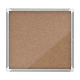 Nobo Vitrina para 6 Hojas A4 con Superficie de Corcho - 752x692x37mm - Puerta de Cristal de Seguridad - Marco de Aluminio - Color Natural