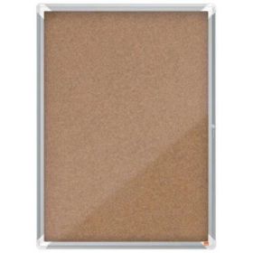 Nobo Vitrina para 9 Hojas A4 con Superficie de Corcho - 1000x752x37mm - Puerta de Cristal de Seguridad - Marco de Aluminio - Color Natural