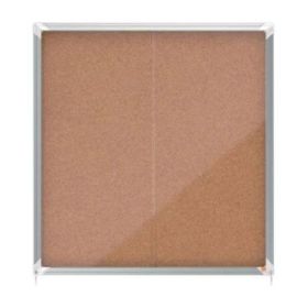 Nobo Vitrina Interior para 12 Hojas A4 con Superficie de Corcho y Puerta Deslizante - 997x972x54mm - Tablero de Corcho, Cristal de Seguridad, Marco de Aluminio - Color Natural