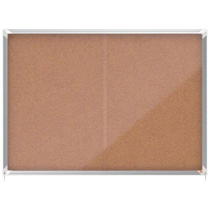 Nobo Vitrina Interior 18 Hojas A4 Corcho Puerta Deslizante - Superficie Autorregenerable - Aluminio - Color Natural