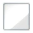 Nobo Vitrina Exteriores 12 Hojas A4 Superficie Blanca Magnetica 45mm - Seguridad Aluminio - Cristal Deslizante 4mm - Resistente Intemperie - Blanco Metalico