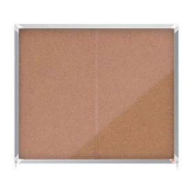 Nobo Premium Plus Vitrina de Puerta Corredera con Fondo de Corcho 15xA4 - Cerradura de Esquina Integrada - Superficie Autorreparable - Natural