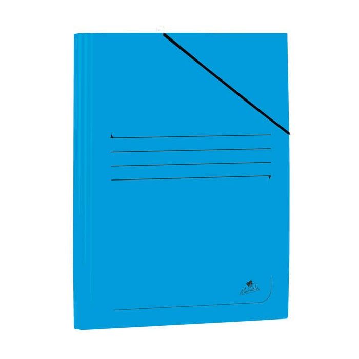 Mariola Carpeta de Carton Plastificado Folio 500gr/m2 - Medidas 34x25cm - Cierre con Goma Elastica - Color Azul