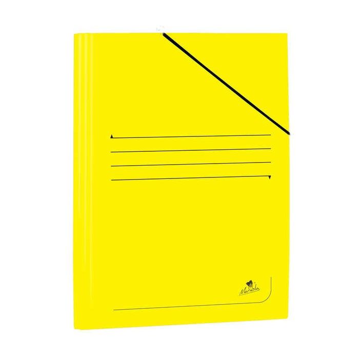 Mariola Carpeta de Carton Plastificado Folio 500gr/m2 - Medidas 34x25cm - Cierre con Goma Elastica - Color Amarillo