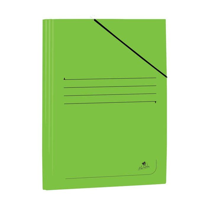 Mariola Carpeta de Carton Plastificado Folio 500gr/m2 - Medidas 34x25cm - Cierre con Goma Elastica - Color Verde