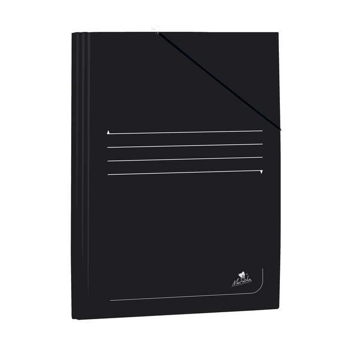 Mariola Carpeta de Carton Plastificado Folio 500gr/m2 - Medidas 34x25cm - Cierre con Goma Elastica - Color Negro