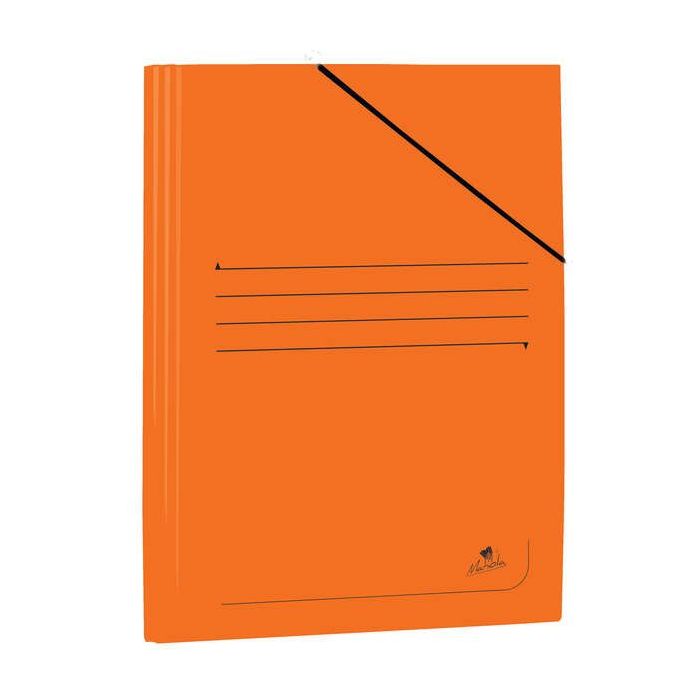Mariola Carpeta de Carton Plastificado Folio 500gr/m2 - Medidas 34x25cm - Cierre con Goma Elastica - Color Naranja