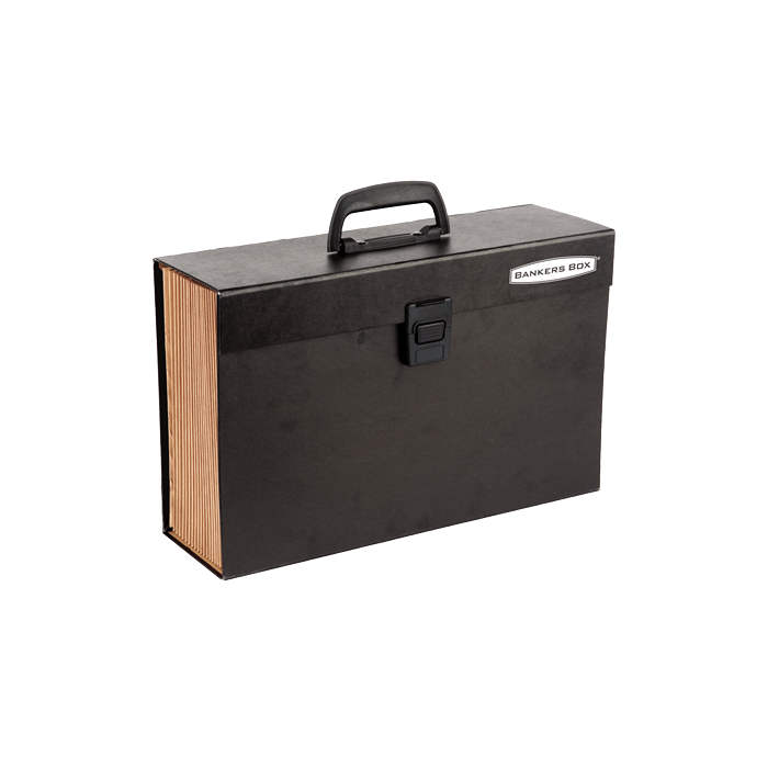 Bankers Box Maletin Archivador Resistente - 19 Secciones para Documentos - Cierre de Seguridad con Clik - Estructura Plastificada - Incluye Hoja con Etiquetas