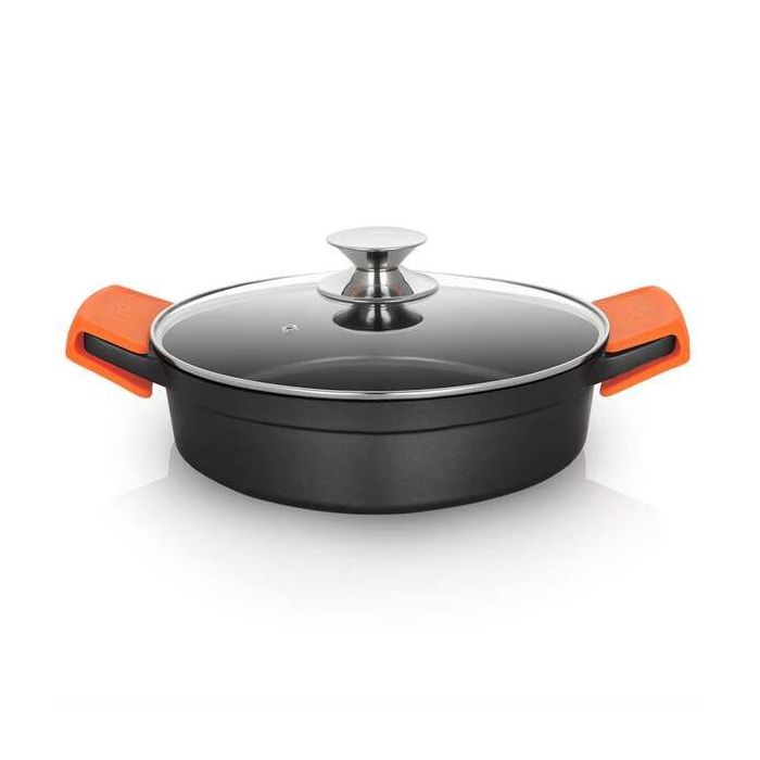 Orbegozo CDB Cacerola Baja Serie 2.8L - Aluminio Fundido Indeformable - Asas de Silicona - Tapa de Cristal Templado - Antiadherente Pfoa - Apta para Todo Tipo de Fuegos Segura - Practica y Versatil