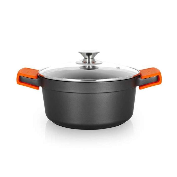 Orbegozo CDH 3024 - Cacerola de Aluminio Fundido para Guisos de la Abuela Indeformable - 4.5 L - Asas de Silicona - Antiadherente - Apta para Todo Tipo de Fuegos Segura y Practica