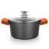 Orbegozo CDH 3020 - Cacerola de Aluminio Fundido Resistente - Versatilidad y Seguridad en la Cocina - Antiadherente y Apta para Todo Tipo de Fuegos - Tapa de Cristal Templado - 2.8L de Capacidad