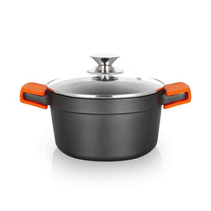 Orbegozo CDH 3020 - Cacerola de Aluminio Fundido Resistente - Versatilidad y Seguridad en la Cocina - Antiadherente y Apta para Todo Tipo de Fuegos - Tapa de Cristal Templado - 2.8L de Capacidad