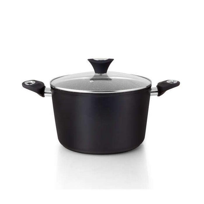 Orbegozo CFH 3020 Cacerola Honda Fundicook - 6L de Capacidad - Aluminio Forjado - Antiadherente - Facil Limpieza - Mango Ergonomico - Tapa de Cristal Templado