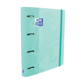 Oxford Europeanbinder Touch A4+ Carpeta de Anillas con Recambio Cuadricula 5x5 - Tapa Extradura - Cierre con Goma Elastica - Color Ice Mint Pastel