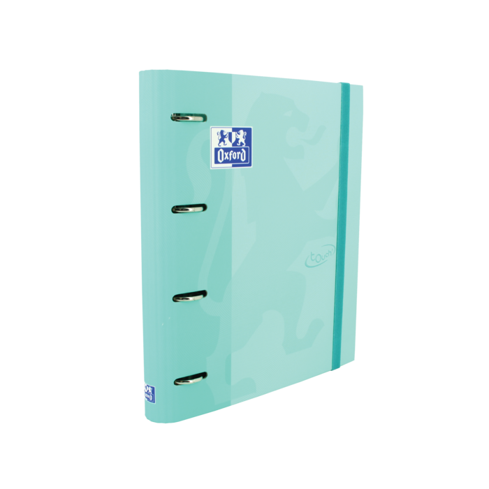 Oxford Europeanbinder Touch A4+ Carpeta de Anillas con Recambio Cuadricula 5x5 - Tapa Extradura - Cierre con Goma Elastica - Color Ice Mint Pastel