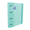 Oxford Europeanbinder Touch A4+ Carpeta de Anillas con Recambio Cuadricula 5x5 - Tapa Extradura - Cierre con Goma Elastica - Color Ice Mint Pastel