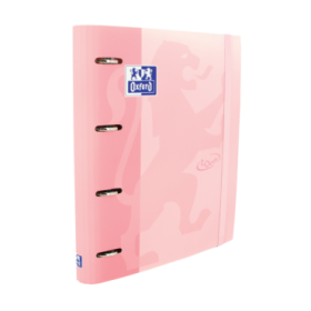 Oxford Europeanbinder Touch A4+ Carpeta de Anillas con Recambio Cuadricula 5x5 - Tapa Extradura - Cierre con Goma Elastica - Color Flamingo Pastel