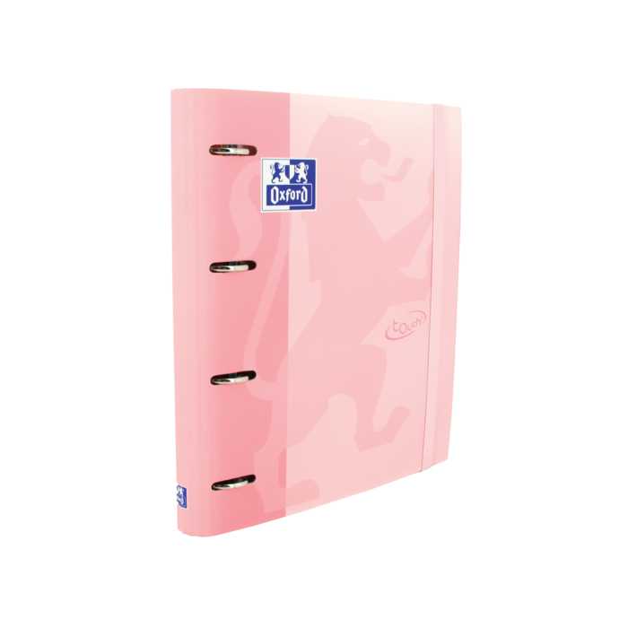 Oxford Europeanbinder Touch A4+ Carpeta de Anillas con Recambio Cuadricula 5x5 - Tapa Extradura - Cierre con Goma Elastica - Color Flamingo Pastel