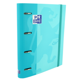 Oxford Europeanbinder Touch A4+ Carpeta de Anillas con Recambio Cuadricula 5x5 - Tapa Extradura - Cierre con Goma Elastica - Color Azul Pastel