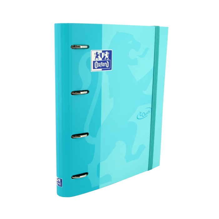 Oxford Europeanbinder Touch A4+ Carpeta de Anillas con Recambio Cuadricula 5x5 - Tapa Extradura - Cierre con Goma Elastica - Color Azul Pastel