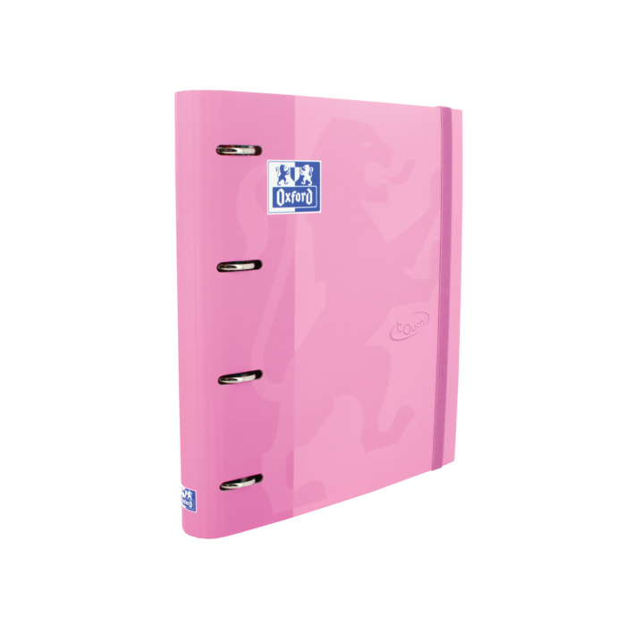 Oxford Touch A4+ Europeanbinder - Tapa Extradura Resistente - Lomo de 45mm - Anillas 4Dx35mm - Recambio 5x5 Incluido - Color Fucsia Pastel