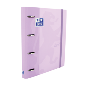Oxford Europeanbinder Touch A4+ Carpeta de Anillas con Recambio Cuadricula 5x5 - Tapa Extradura - Cierre con Goma Elastica - Color Malva Pastel