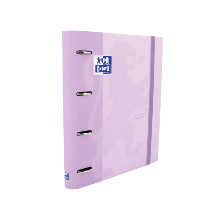 Oxford Europeanbinder Touch A4+ Carpeta de Anillas con Recambio Cuadricula 5x5 - Tapa Extradura - Cierre con Goma Elastica - Color Malva Pastel
