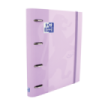 Oxford Europeanbinder Touch A4+ Carpeta de Anillas con Recambio Cuadricula 5x5 - Tapa Extradura - Cierre con Goma Elastica - Color Malva Pastel