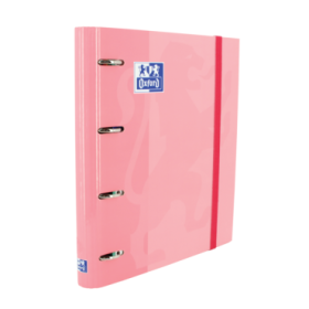 Oxford Europeanbinder Classic A4+ Carpeta de Anillas con Recambio Cuadricula 5x5 - Tapa Extradura - Cierre con Goma Elastica - Color Rosa Chicle