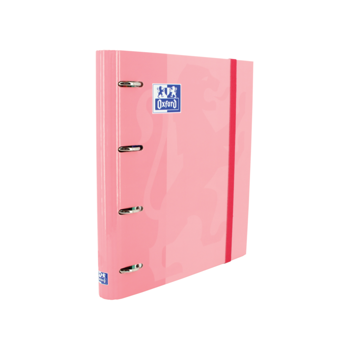 Oxford Europeanbinder Classic A4+ Carpeta de Anillas con Recambio Cuadricula 5x5 - Tapa Extradura - Cierre con Goma Elastica - Color Rosa Chicle
