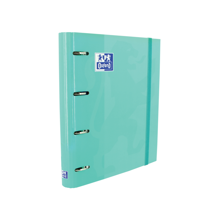 Oxford Europeanbinder Classic A4+ Carpeta de Anillas con Recambio Cuadricula 5x5 - Tapa Extradura - Cierre con Goma Elastica - Color Ice Mint