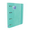 Oxford Europeanbinder Classic A4+ Carpeta de Anillas con Recambio Cuadricula 5x5 - Tapa Extradura - Cierre con Goma Elastica - Color Ice Mint
