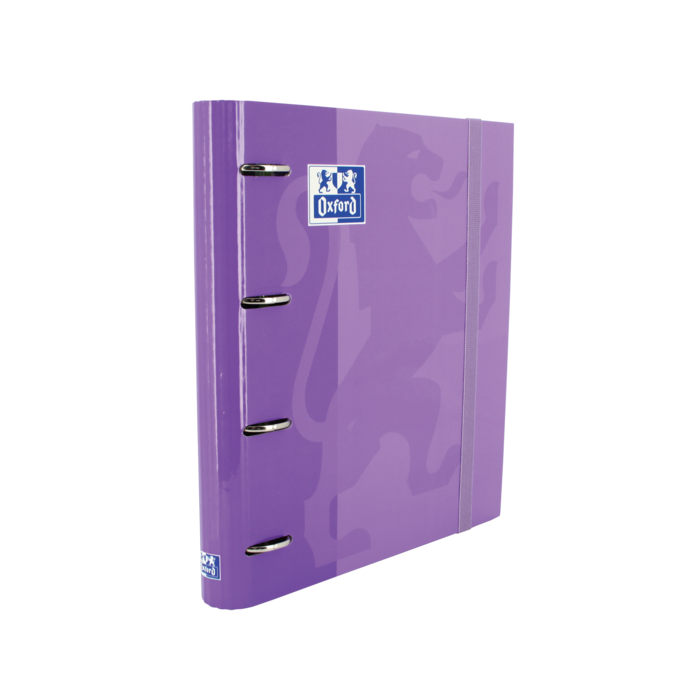 Oxford Europeanbinder Classic A4+ Carpeta de Anillas con Recambio Cuadricula 5x5 - Tapa Extradura - Cierre con Goma Elastica - Color Malva