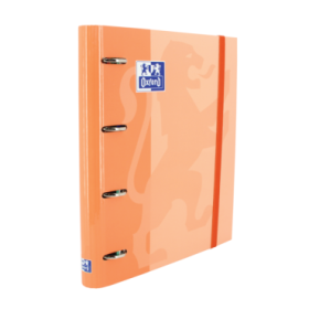 Oxford Europeanbinder Classic A4+ Carpeta de Anillas con Recambio Cuadricula 5x5 - Tapa Extradura - Cierre con Goma Elastica - Color Melocoton