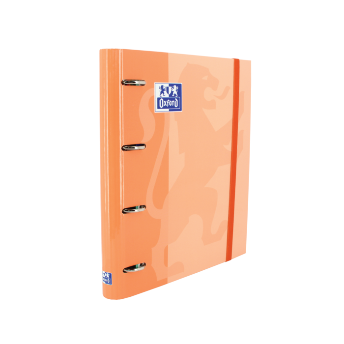 Oxford Europeanbinder Classic A4+ Carpeta de Anillas con Recambio Cuadricula 5x5 - Tapa Extradura - Cierre con Goma Elastica - Color Melocoton