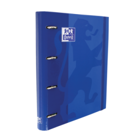 Oxford Europeanbinder Classic A4+ Carpeta de Anillas con Recambio Cuadricula 5x5 - Tapa Extradura - Cierre con Goma Elastica - Color Azul Marino
