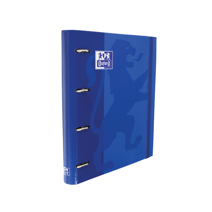 Oxford Europeanbinder Classic A4+ Carpeta de Anillas con Recambio Cuadricula 5x5 - Tapa Extradura - Cierre con Goma Elastica - Color Azul Marino