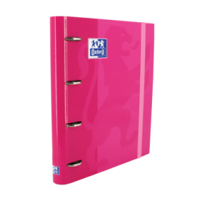 Oxford Europeanbinder Classic A4+ Carpeta de Anillas con Recambio Cuadricula 5x5 - Tapa Extradura - Cierre con Goma Elastica - Color Fucsia