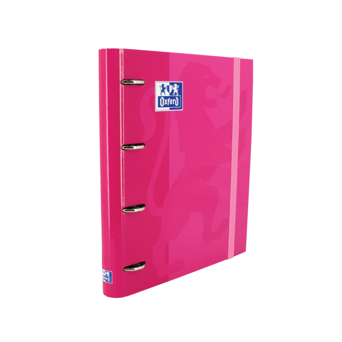 Oxford Europeanbinder Classic A4+ Carpeta de Anillas con Recambio Cuadricula 5x5 - Tapa Extradura - Cierre con Goma Elastica - Color Fucsia