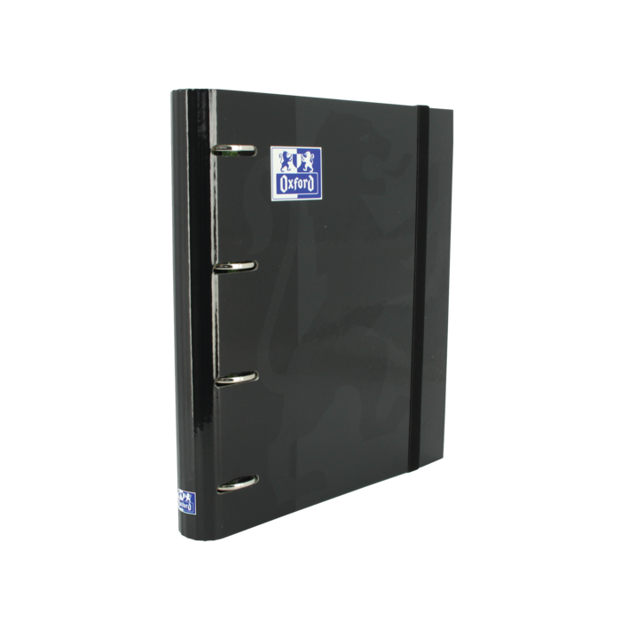 Oxford Europeanbinder Classic A4+ Carpeta de Anillas con Recambio Cuadricula 5x5 - Tapa Extradura - Cierre con Goma Elastica - Color Negro