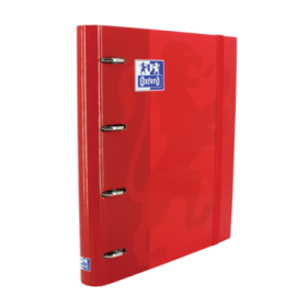 Oxford Europeanbinder Classic A4+ Carpeta de Anillas con Recambio Cuadricula 5x5 - Tapa Extradura - Cierre con Goma Elastica - Color Rojo